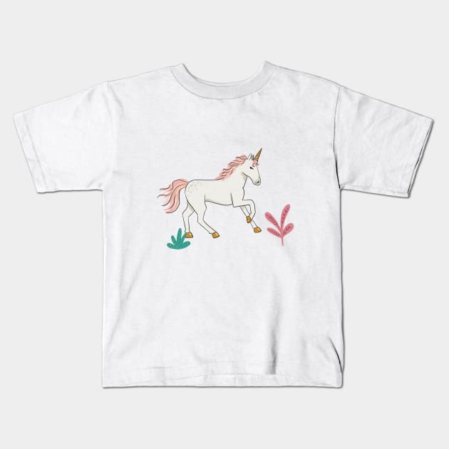 Dashing Unicorn Kids T-Shirt by latheandquill